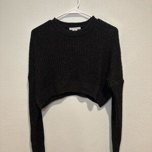 Urban Outfitters Black Cropped Knit Sweatshirt